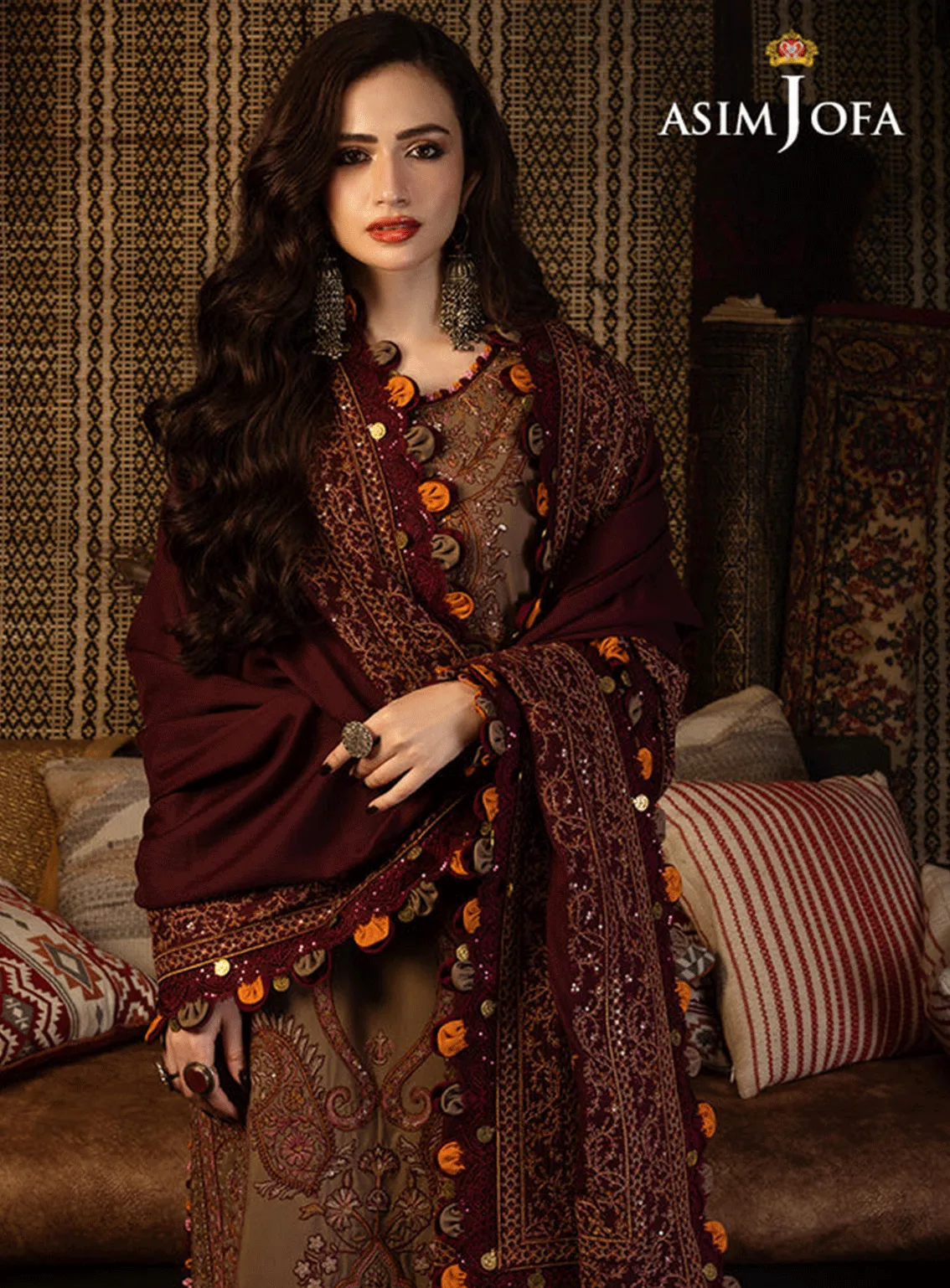 Kashmiri Taanka By Asim Jofa Embroidered Slub Raw Silk Unstitched 3 Piece Suit - AJ23KT 11