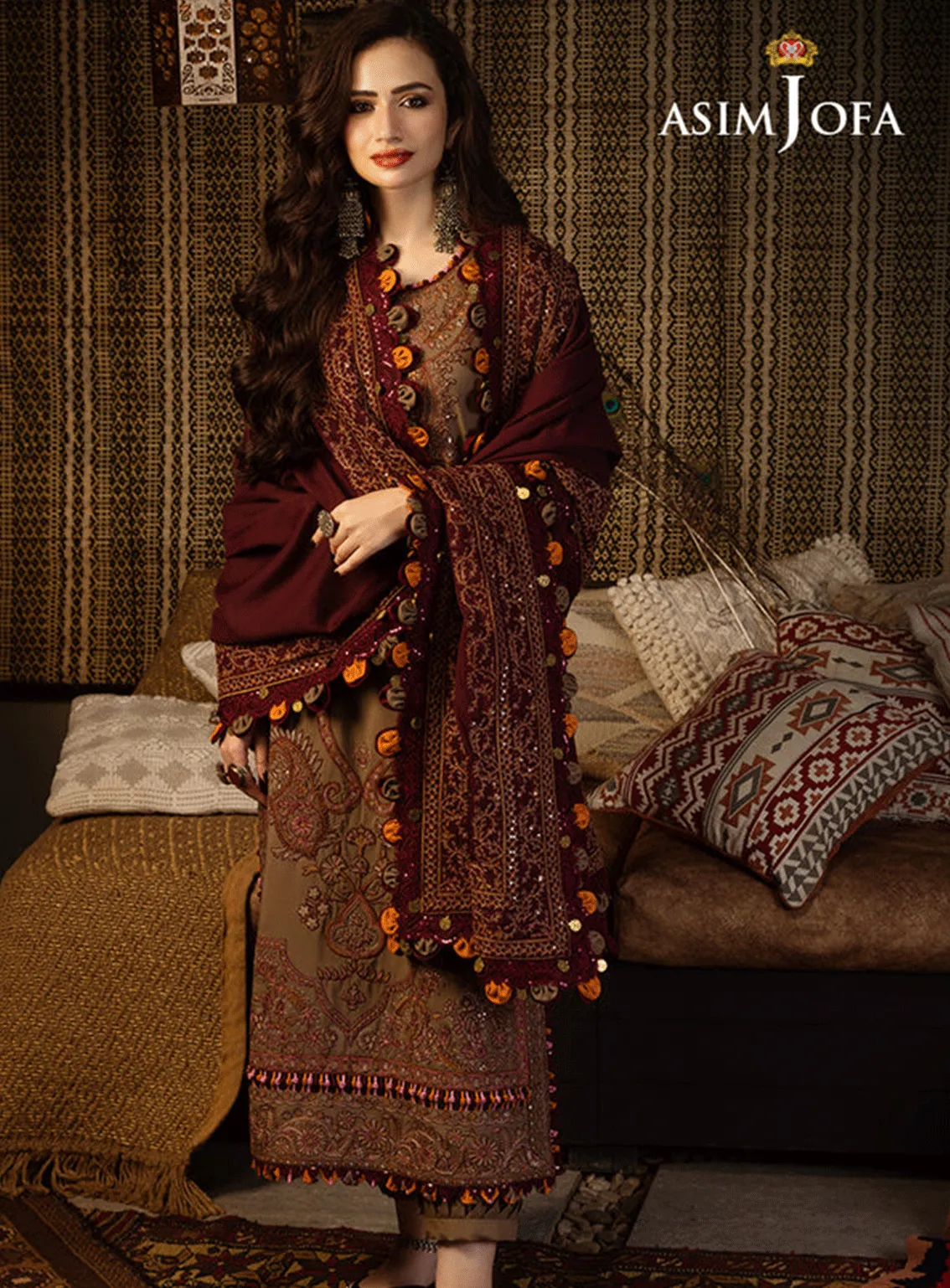 Kashmiri Taanka By Asim Jofa Embroidered Slub Raw Silk Unstitched 3 Piece Suit - AJ23KT 11