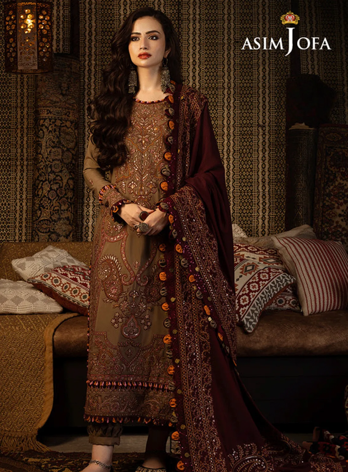 Kashmiri Taanka By Asim Jofa Embroidered Slub Raw Silk Unstitched 3 Piece Suit - AJ23KT 11