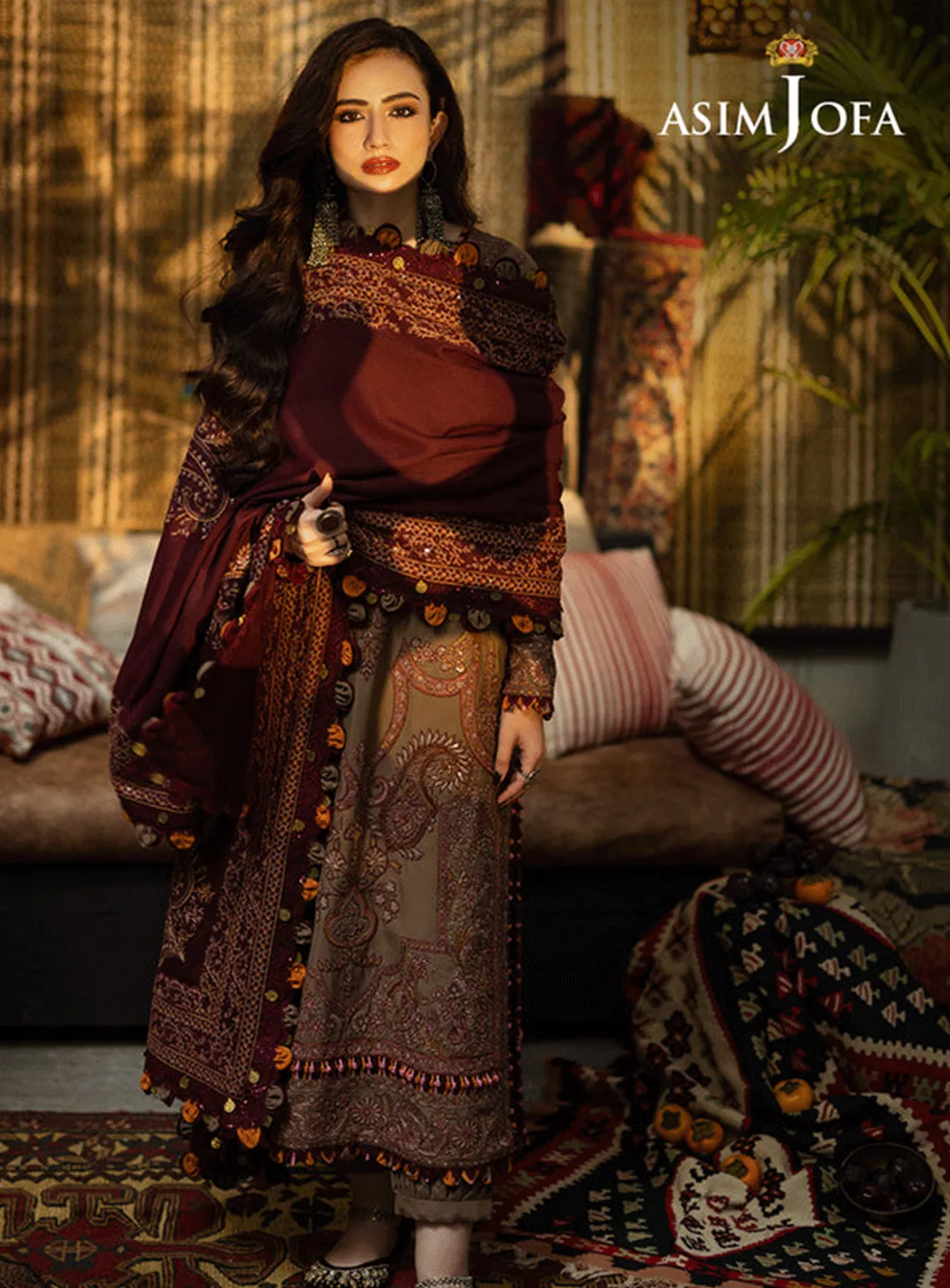 Kashmiri Taanka By Asim Jofa Embroidered Slub Raw Silk Unstitched 3 Piece Suit - AJ23KT 11