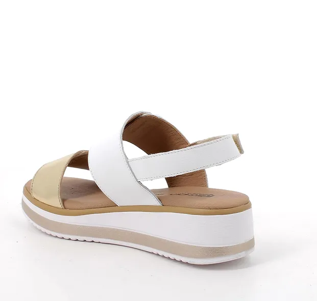 Ladies IGI & Co Sandals White/Gold Double Strap 5685422