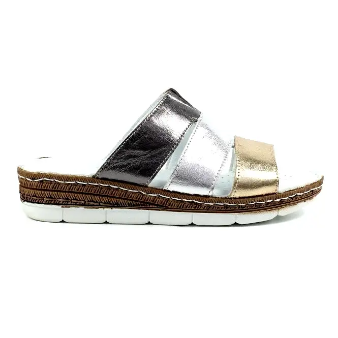 Ladies Lunar Mule Multi Leather Slider Leoni Flats