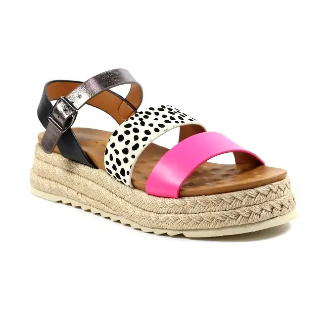 Ladies Lunar Sandals Pink/Multi Chunky Summer Fuchsia