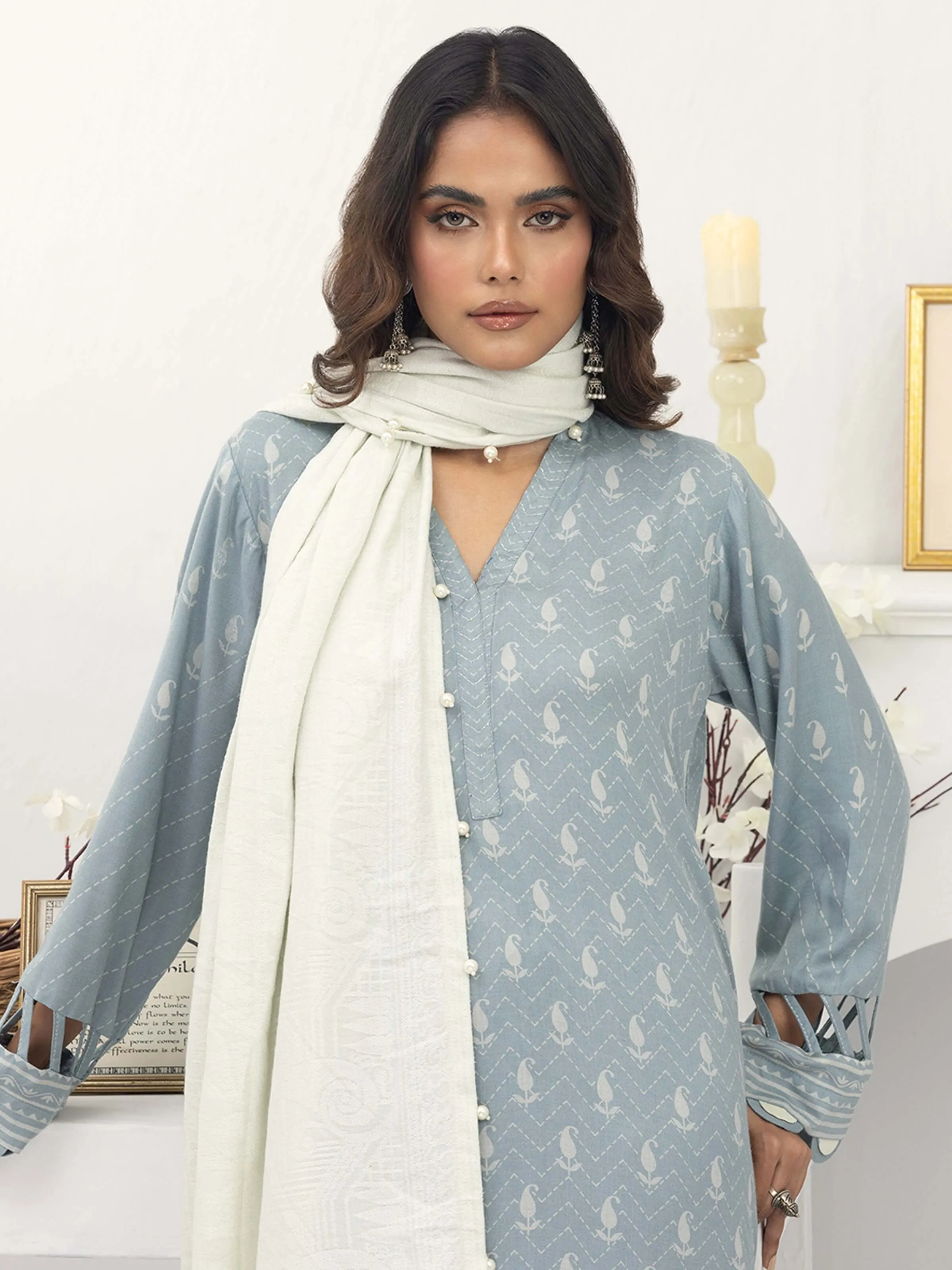 Lakhany by LSM Pashmina Printed Unstitched 3Pc Suit LG-SR-0131-B