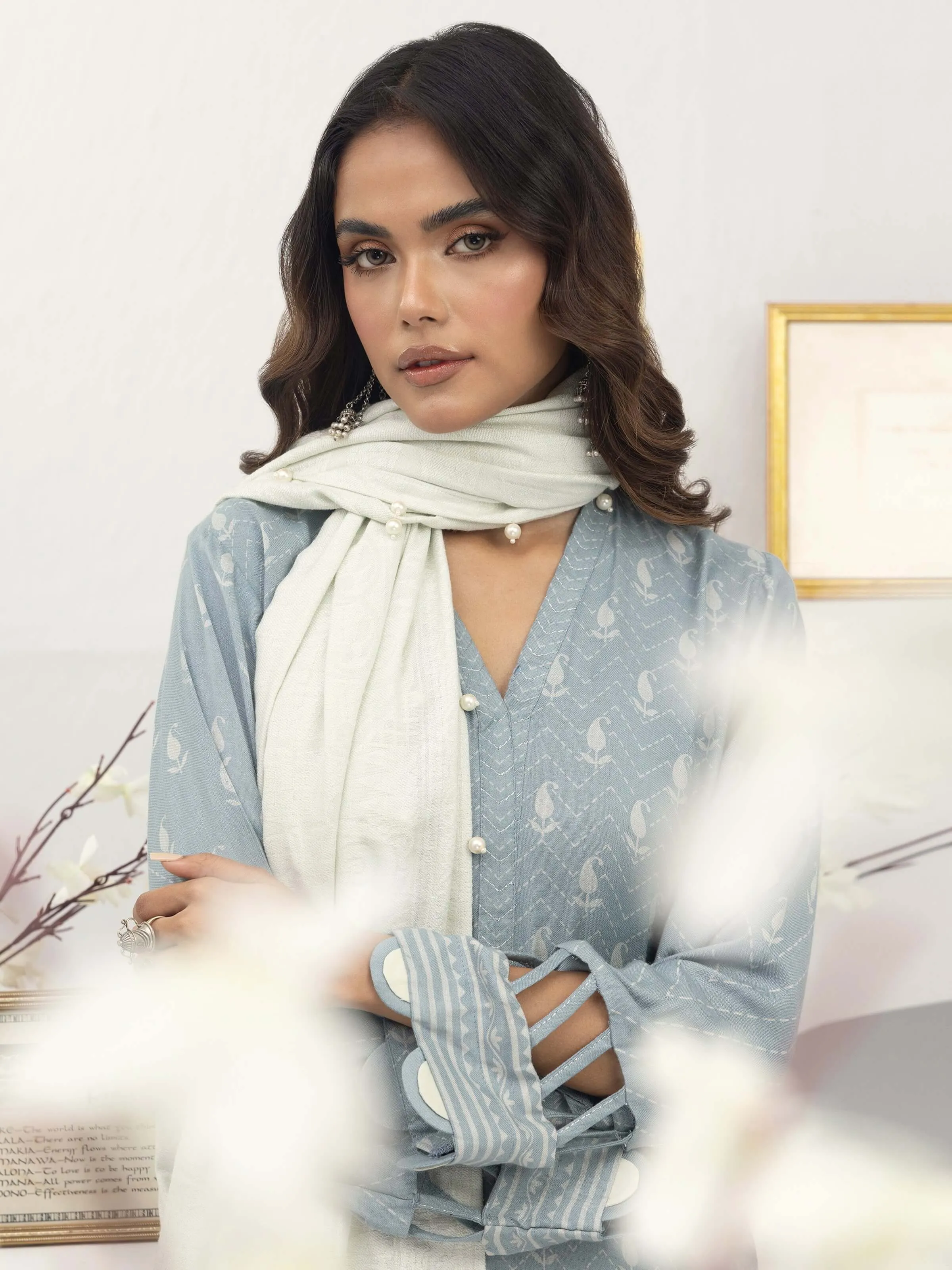 Lakhany by LSM Pashmina Printed Unstitched 3Pc Suit LG-SR-0131-B