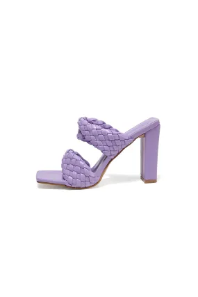 Lavender High Heels Woven Chunky Sandals