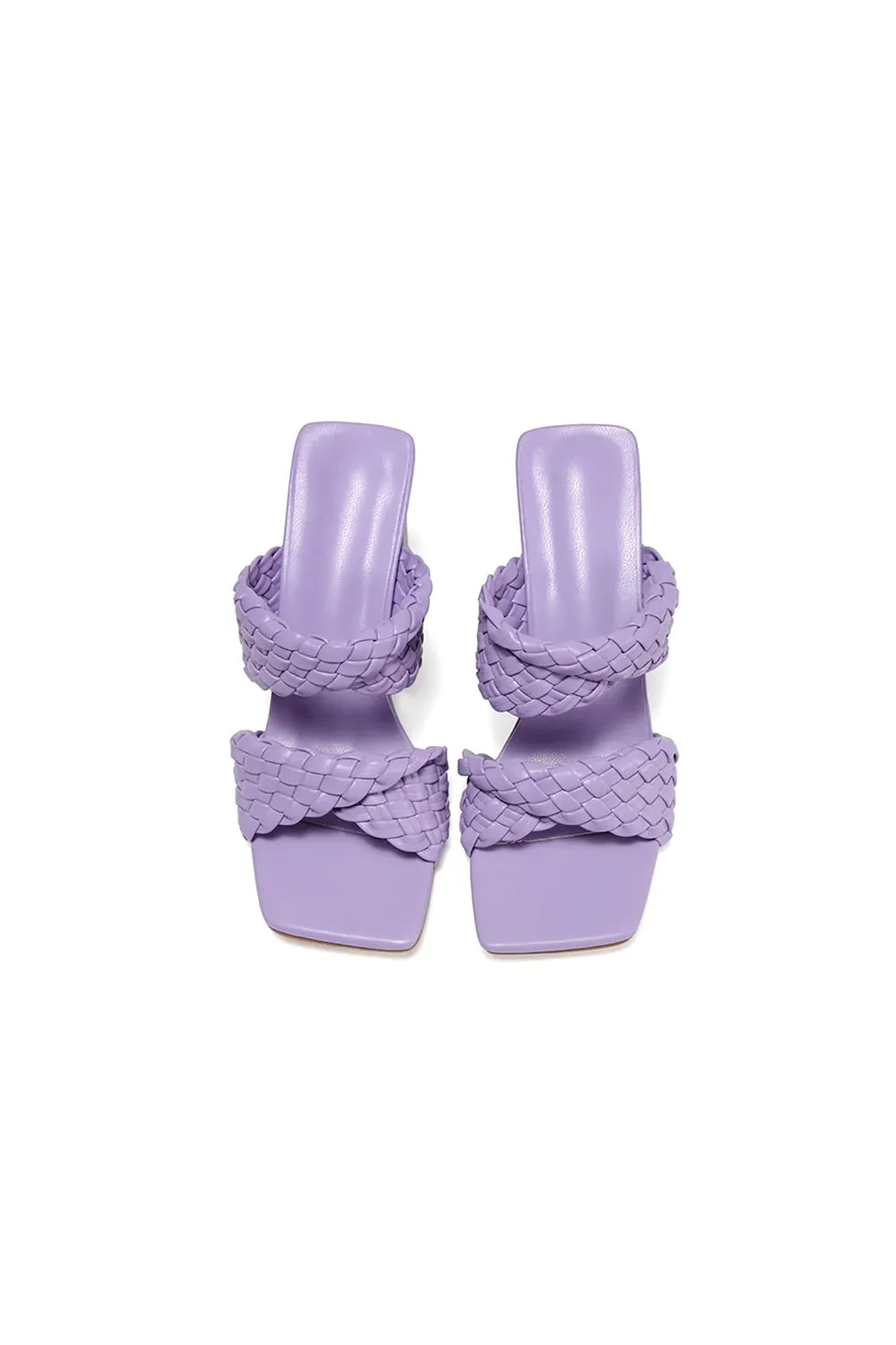 Lavender High Heels Woven Chunky Sandals