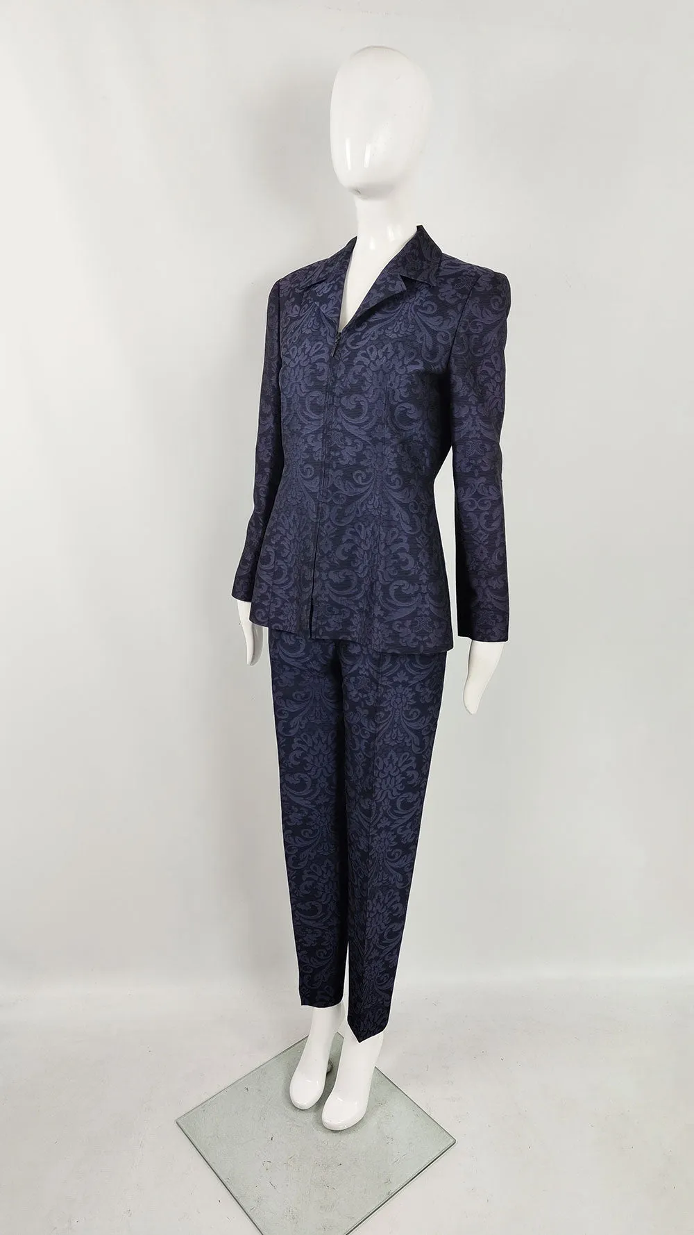 Marella Vintage Womens Purple Damask Trouser Suit