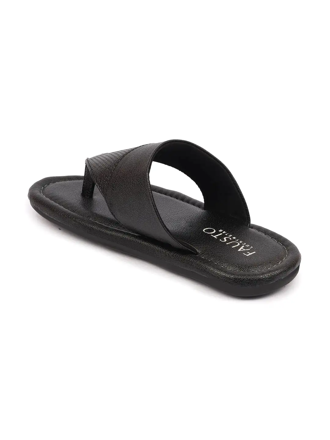 Men Black Casual Outfit Indoor Outdoor All Day Long Comfort Slip On Thong Slippers