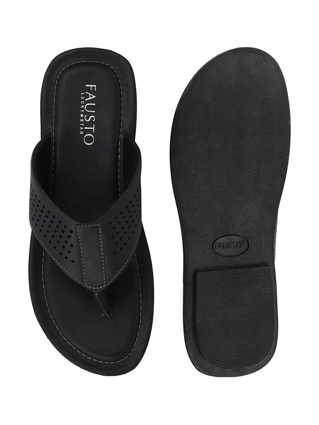 Men Black Indoor & Outdoor Slippers