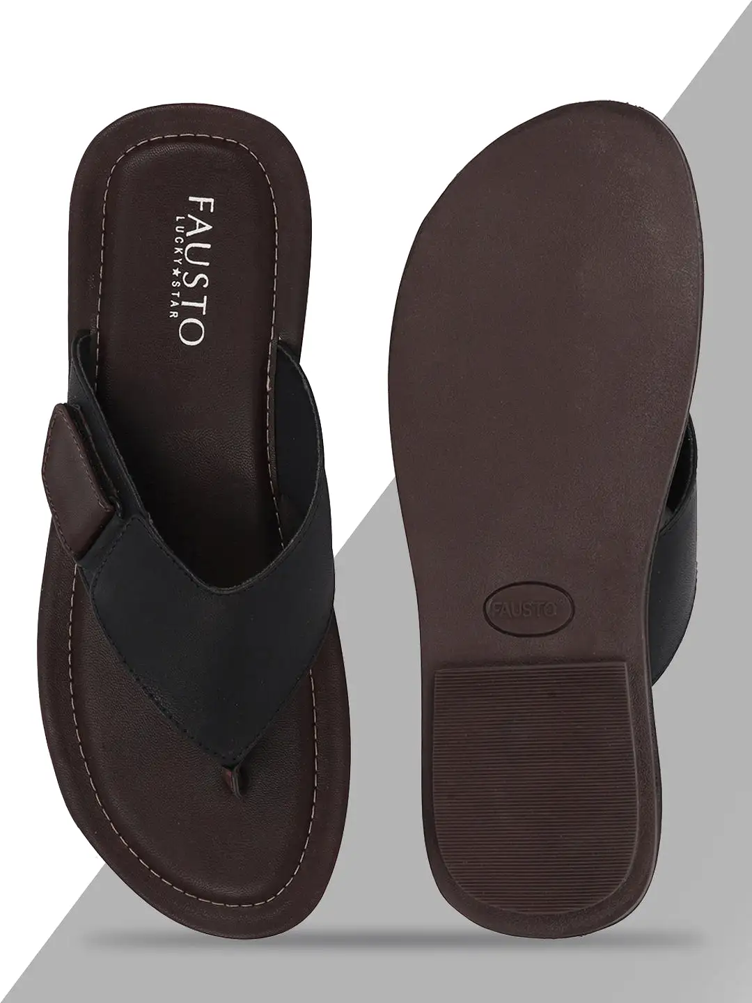 Men Black Slip On Indoor & Outdoor Slippers With Buckle Strap