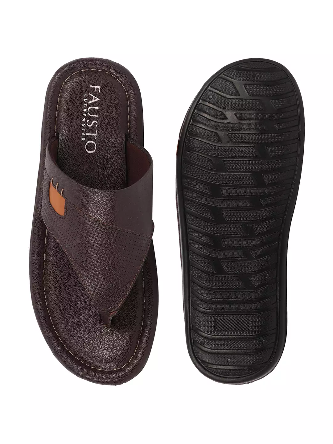 Men Brown Casual Outfit Indoor Outdoor All Day Long Comfort Slip On Thong Slippers