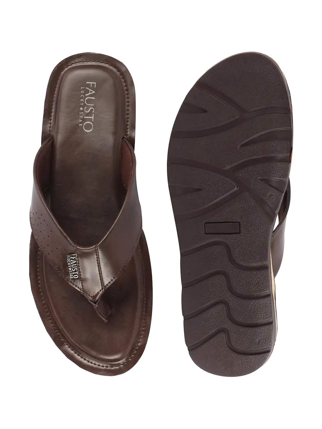 Men Brown Daily Indoor Outdoor Slip On Thong Slipper