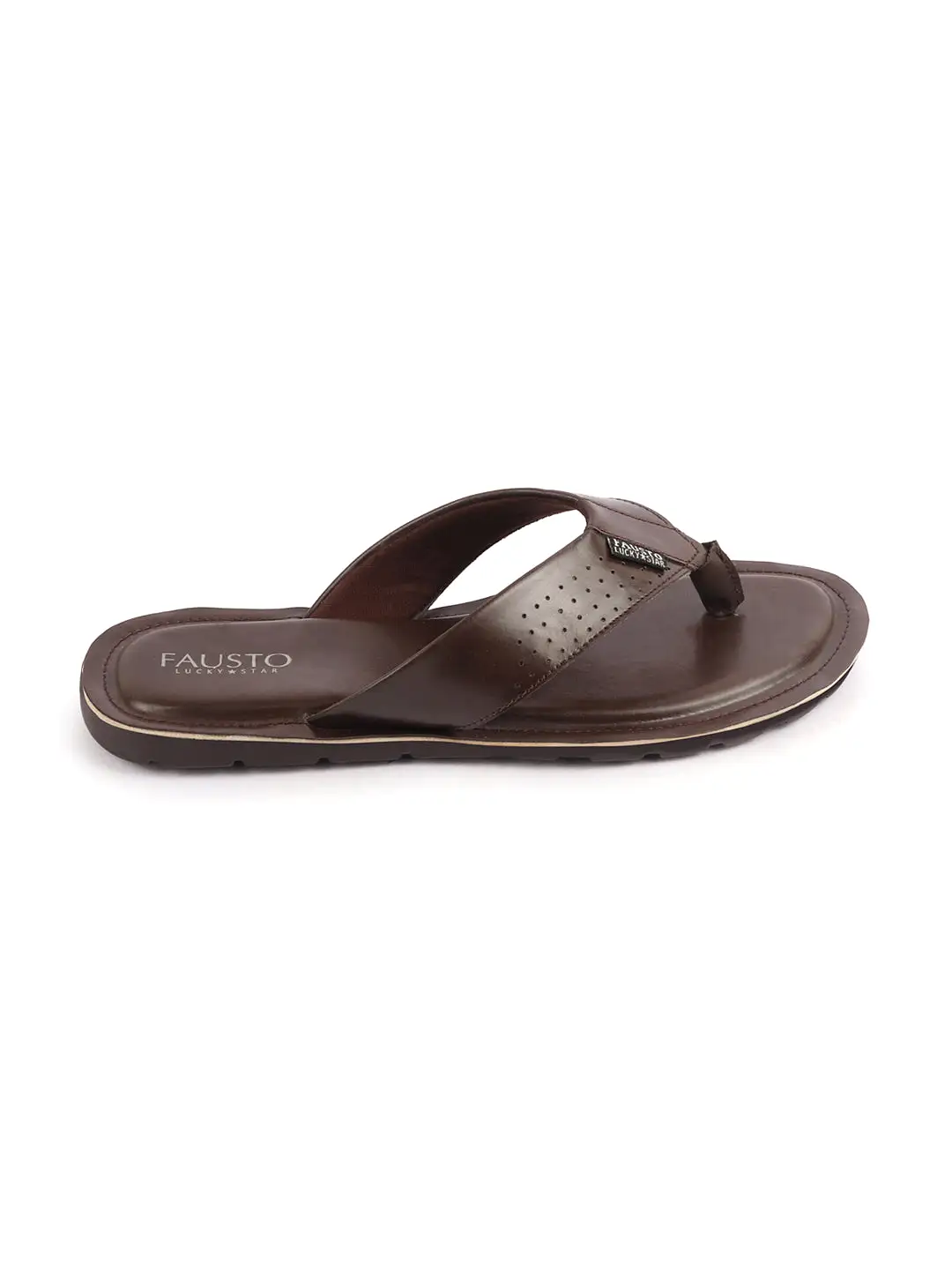 Men Brown Daily Indoor Outdoor Slip On Thong Slipper