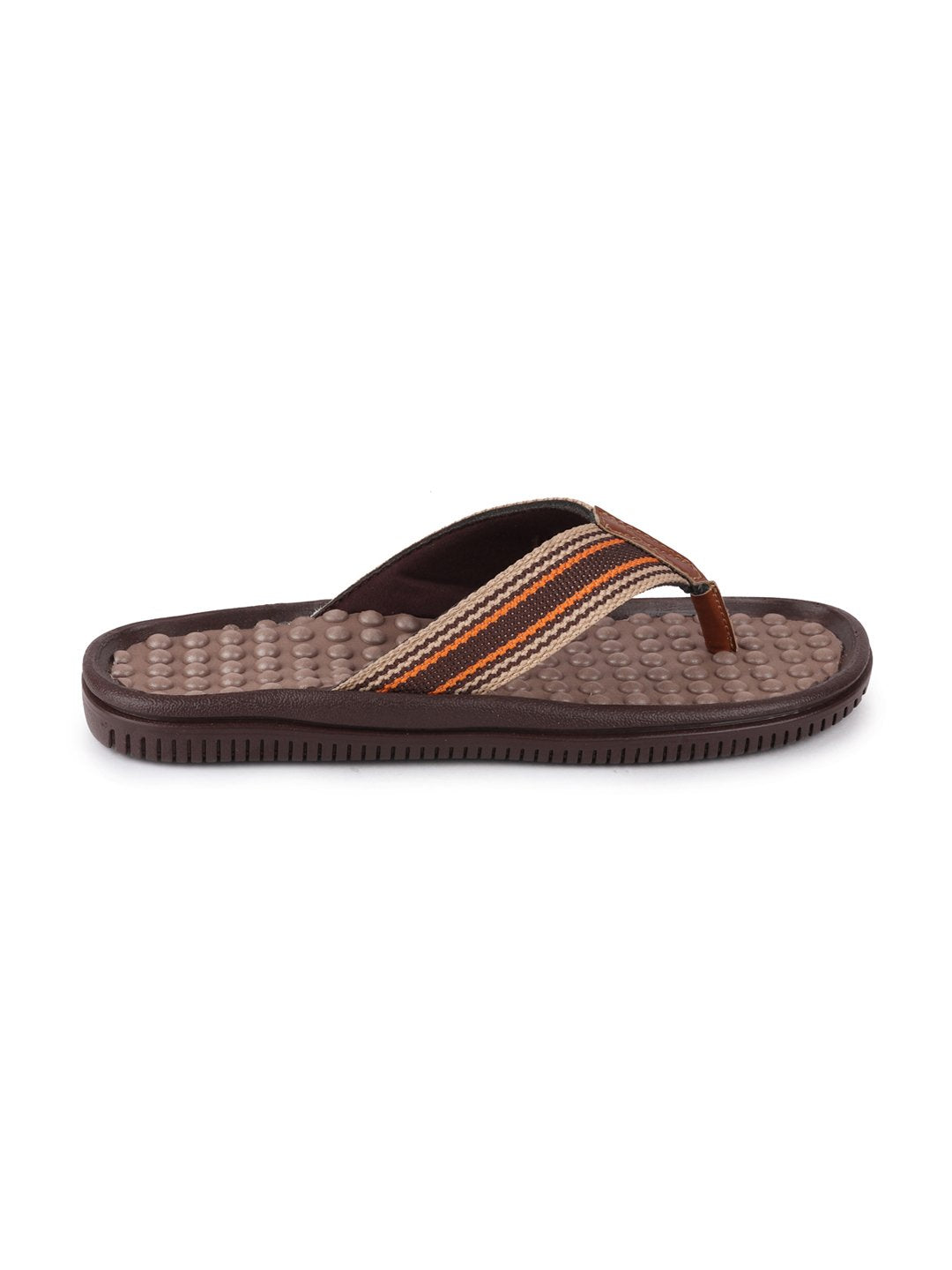 Men Brown/Orange Casual Slip-On Slippers