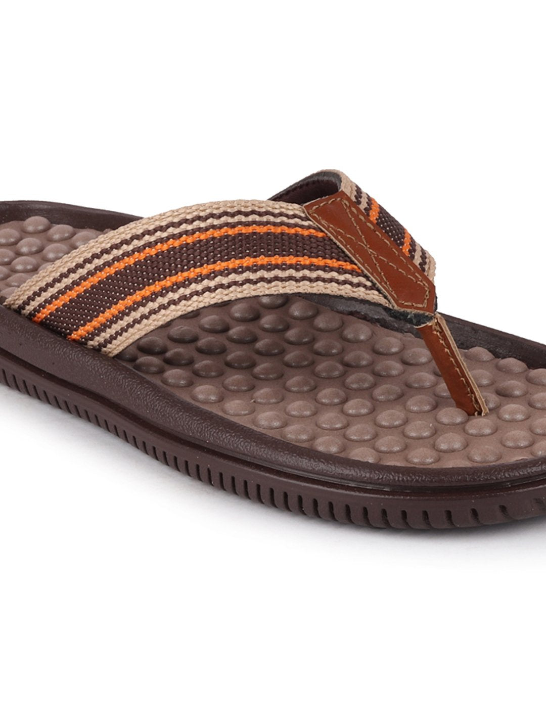 Men Brown/Orange Casual Slip-On Slippers