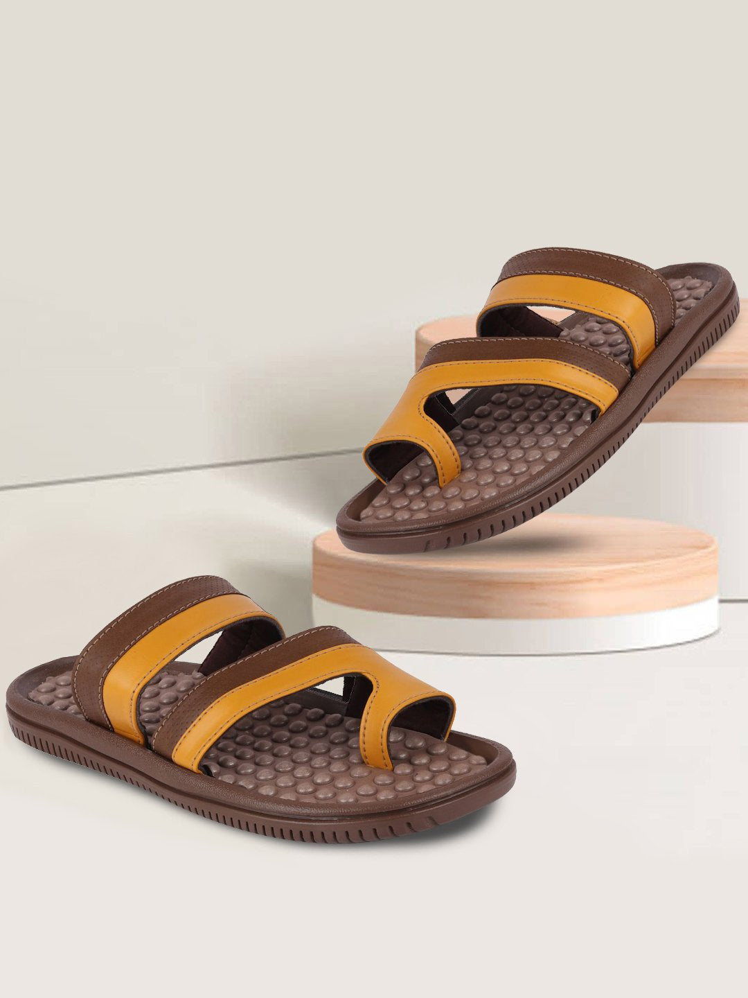 Men Brown/Tan Casual Slip-On Slippers