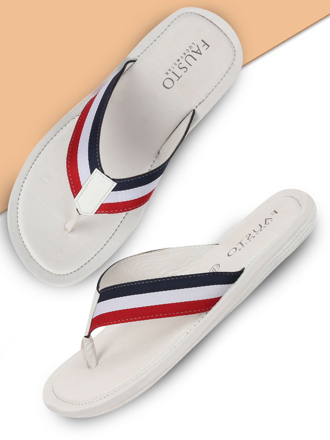 Men Multi Beach Stripe Slippers & Flip Flops