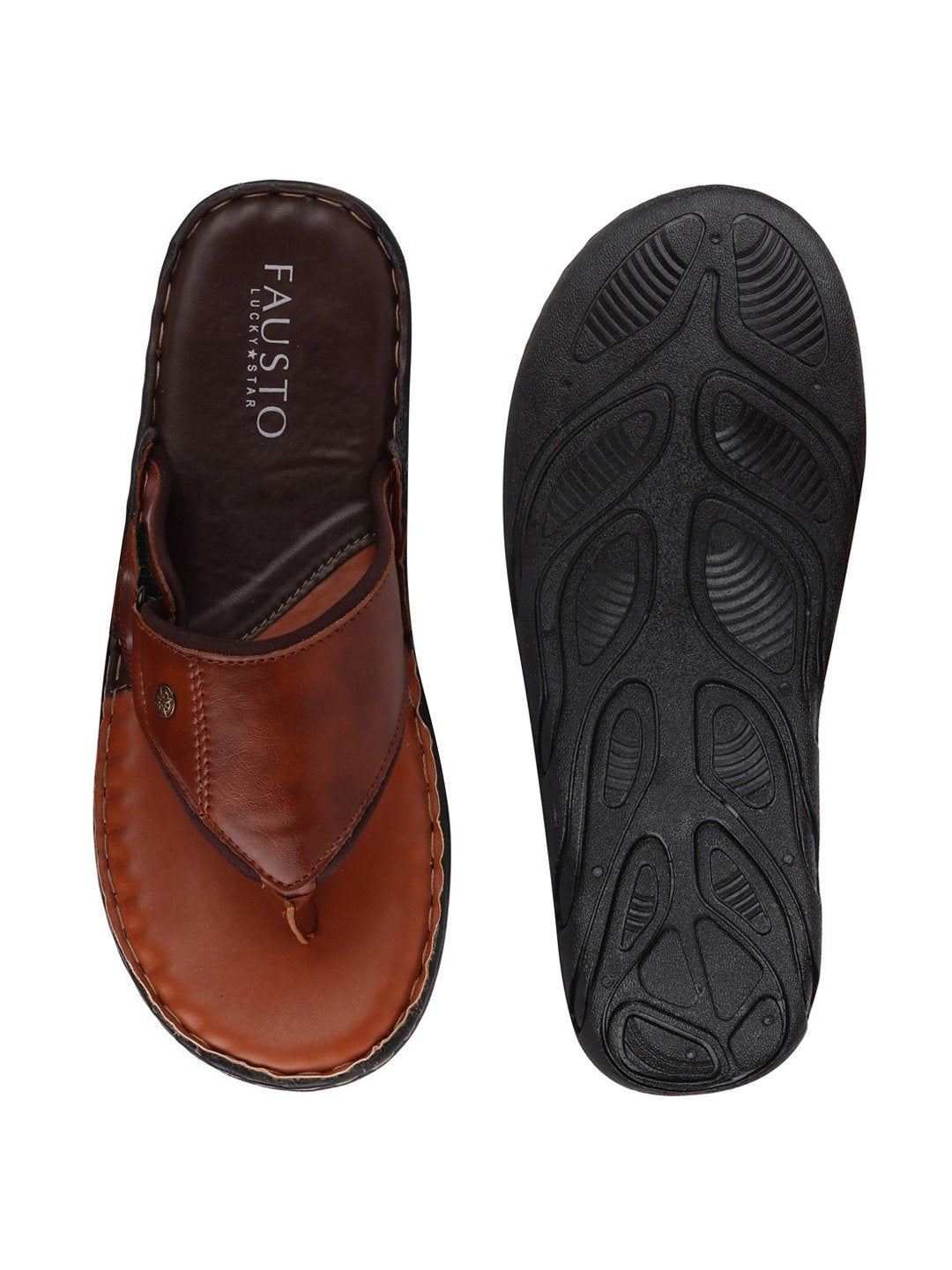 Men Tan Casual Slip-On Slippers