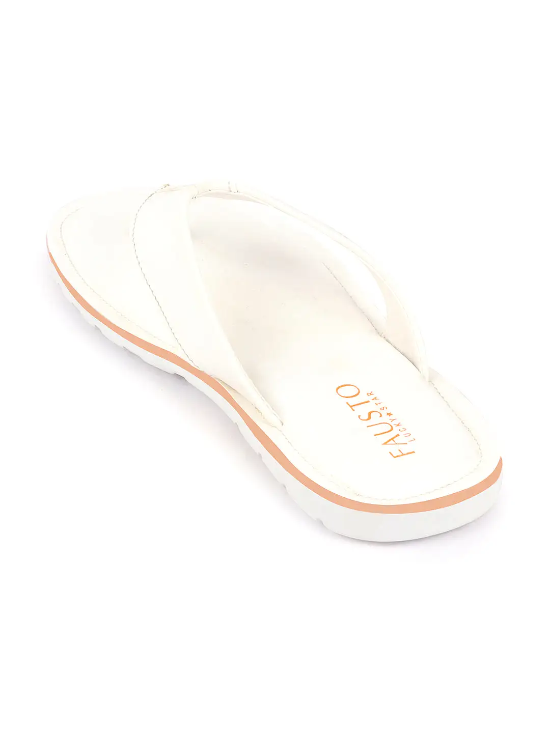 Men White Daily Indoor Outdoor Slip On Thong Slipper