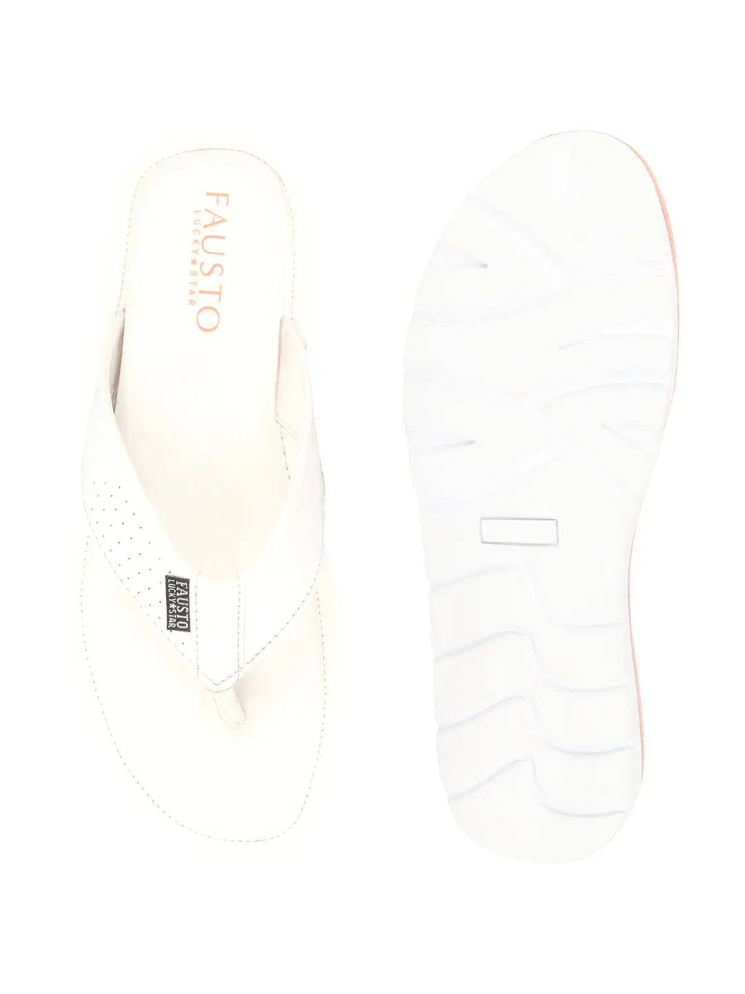 Men White Daily Indoor Outdoor Slip On Thong Slipper