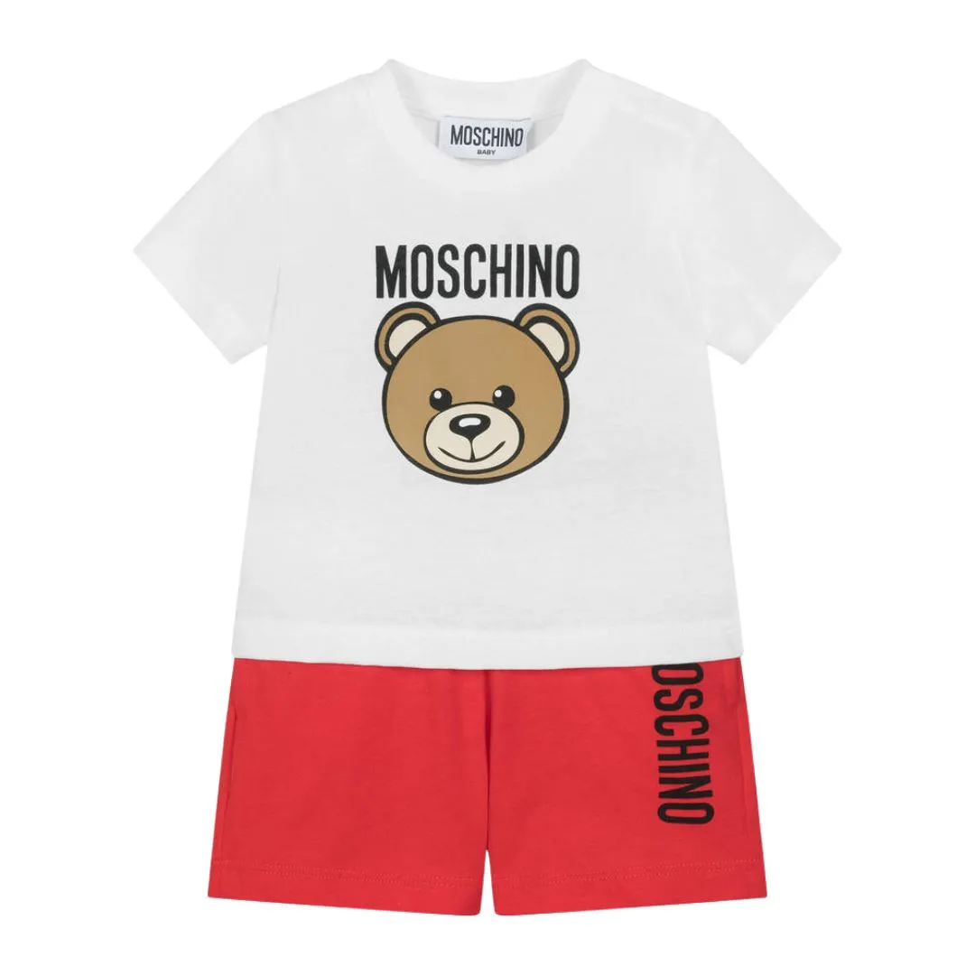 Moschino T-Shirt&Shorts Logo Red-White