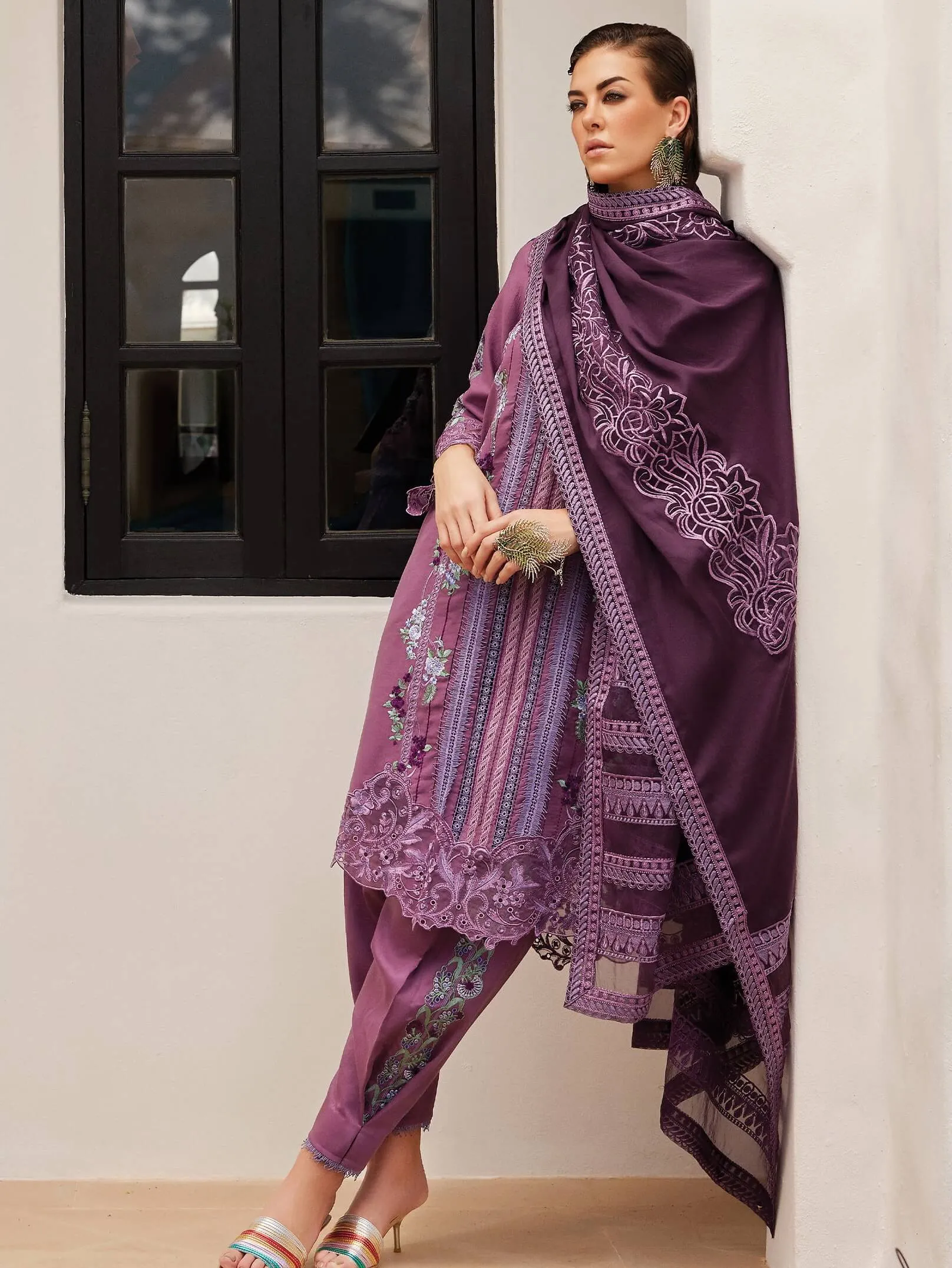 MUSHQ Moroccan Dream Unstitched Embroidered Sateen 3Pc Suit MNW-03