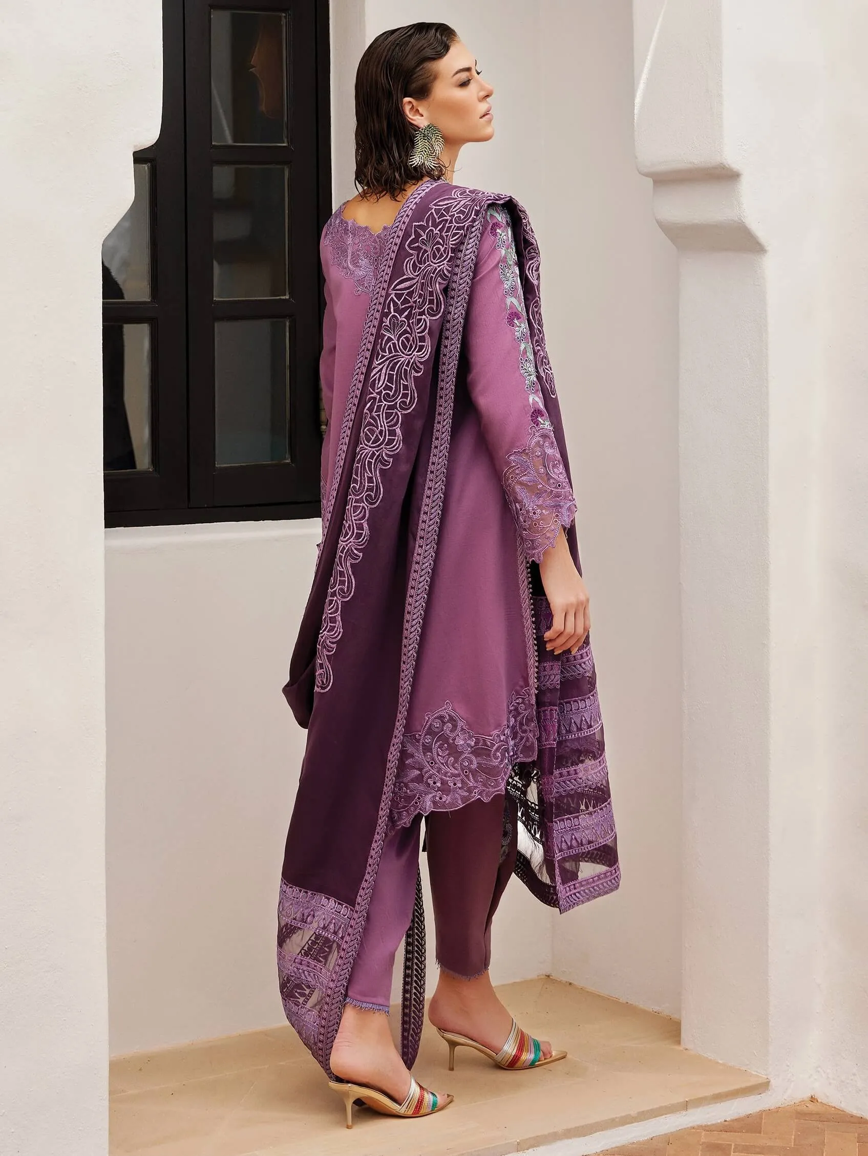 MUSHQ Moroccan Dream Unstitched Embroidered Sateen 3Pc Suit MNW-03