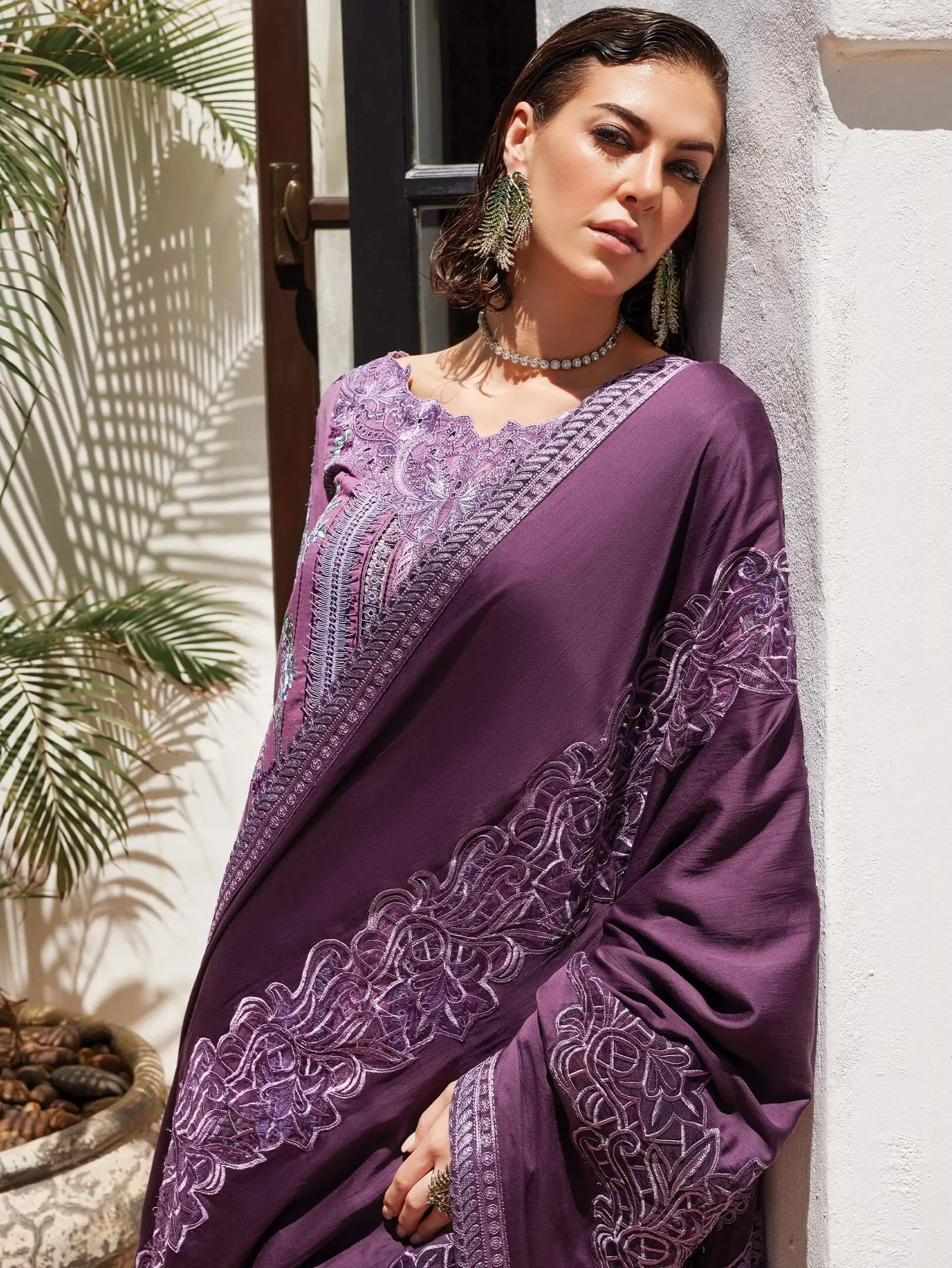 MUSHQ Moroccan Dream Unstitched Embroidered Sateen 3Pc Suit MNW-03