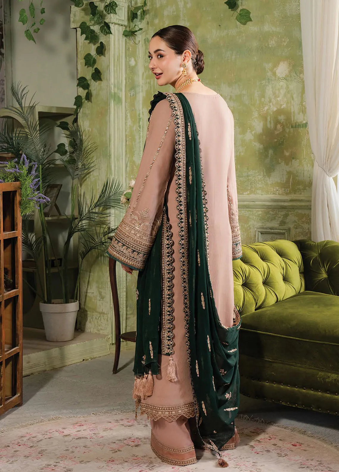 Naina By Premium Embroidered Chiffon 3 Piece Unstitched Suit IMP24N I-195 GUL