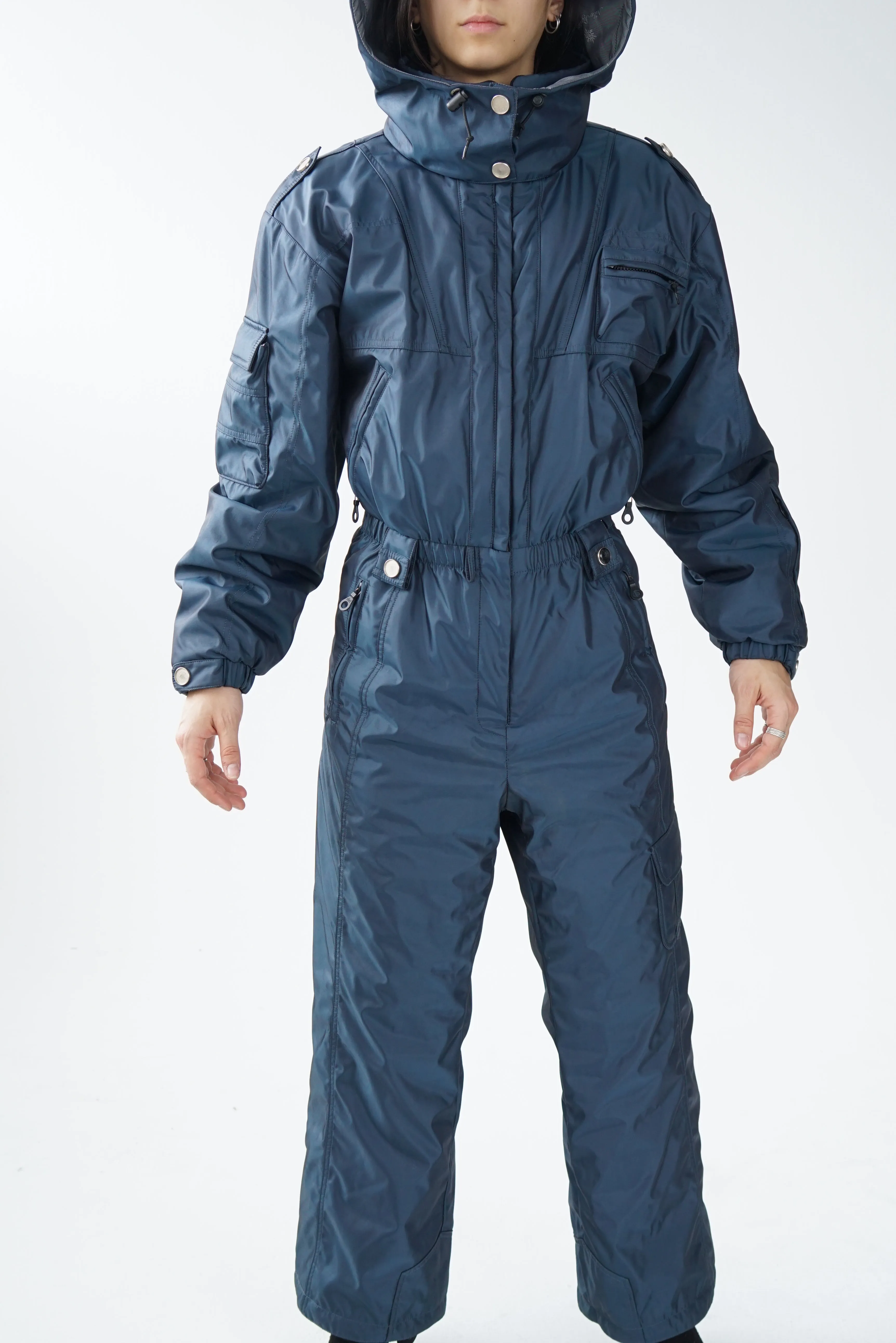 ONE PIECE NILS SKI SUIT, SNOW SUIT DE QUALITé BLEU FONCé MéTALLIQUE UNISEX TAILLE 14 (