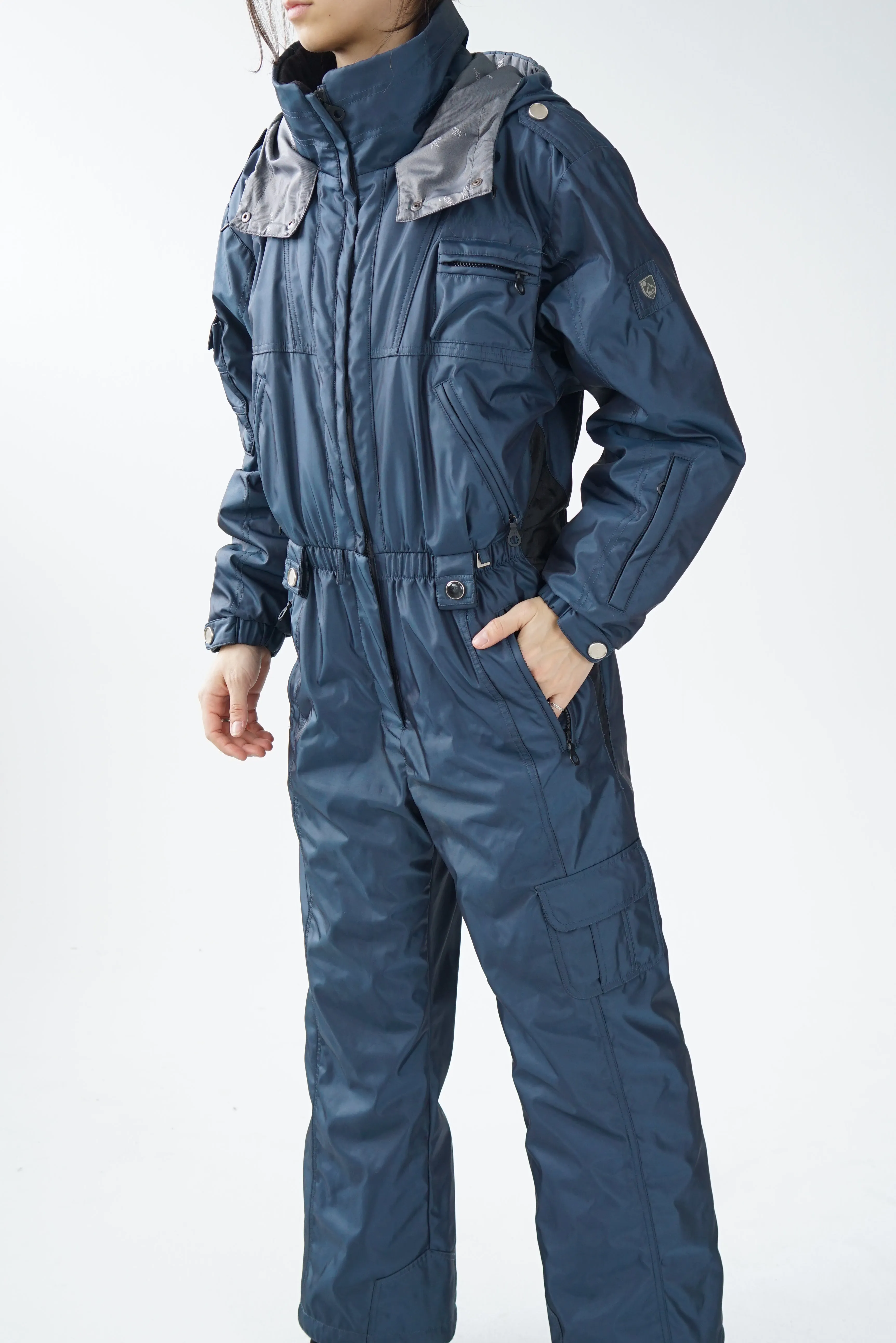 ONE PIECE NILS SKI SUIT, SNOW SUIT DE QUALITé BLEU FONCé MéTALLIQUE UNISEX TAILLE 14 (