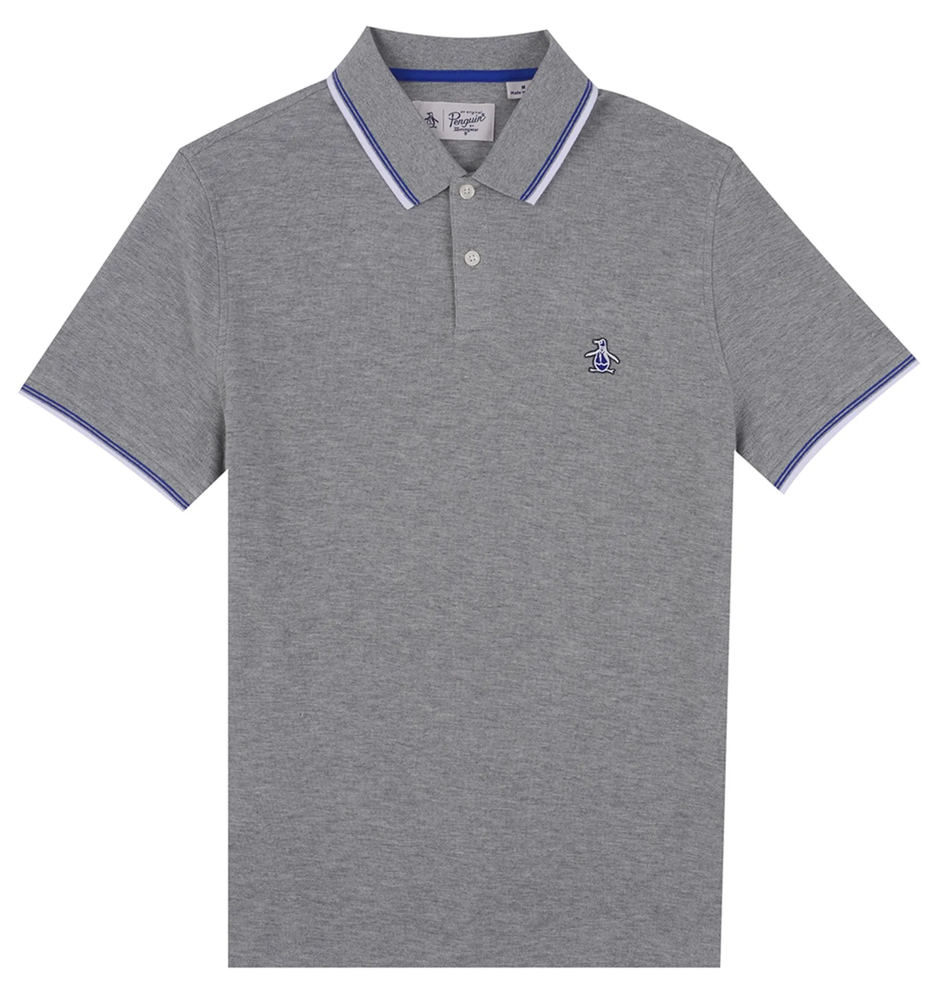 Original Penguin Sticker Pete Pique Polo Shirt Rain Heather