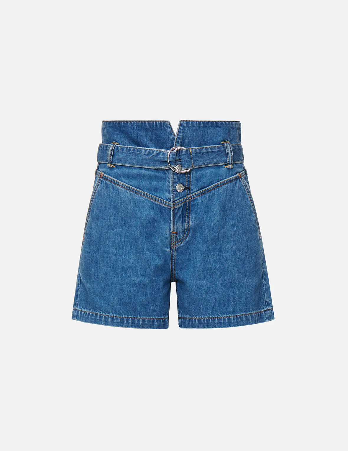 Pattern Seagull Embroidered Paper Bag Denim Shorts