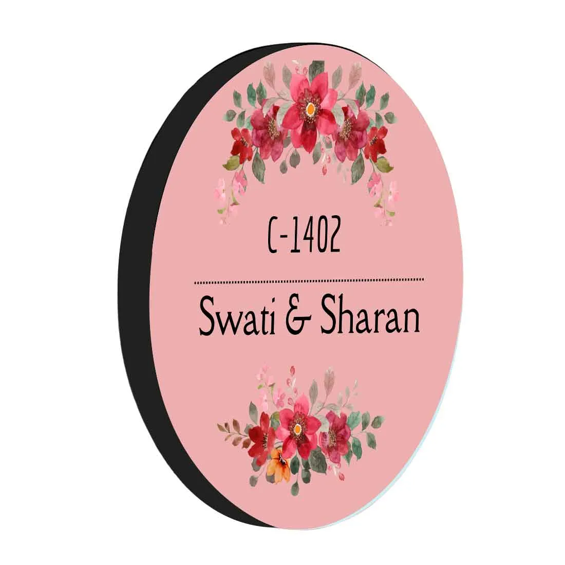 Personalised Name Plate for Home Flat & Office Entrance  -  Pink Heaven