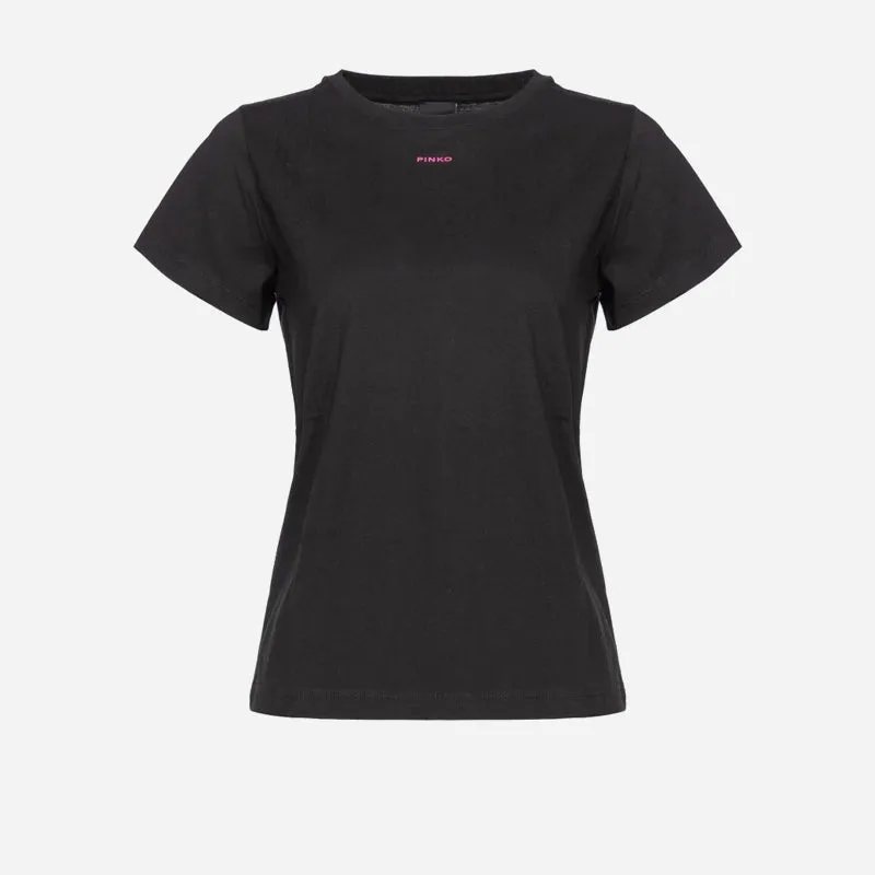 Pinko Basico T-Shirt Micrologo Nero Fuxia