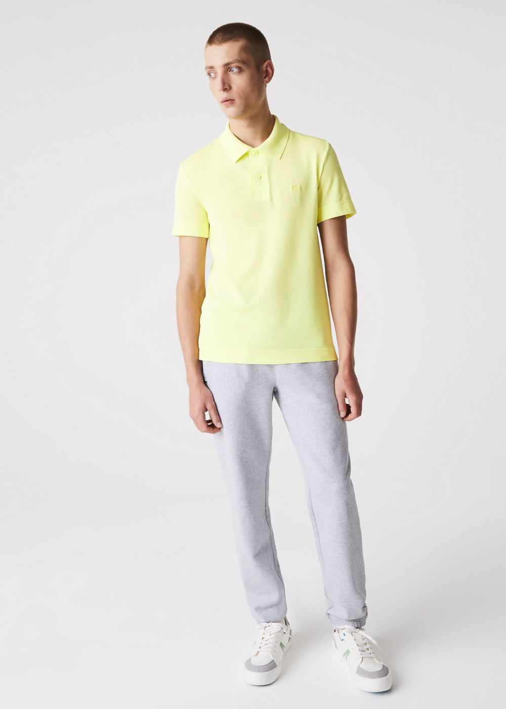 Polo Lacoste piqué jaune fluo