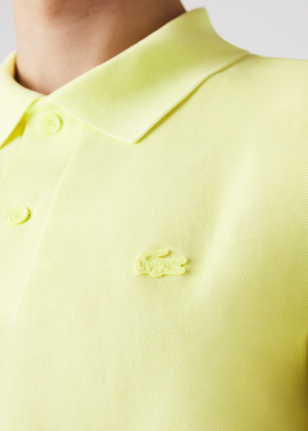 Polo Lacoste piqué jaune fluo