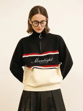 Polo-Neck Retro Half-Zip Retro Line Knit