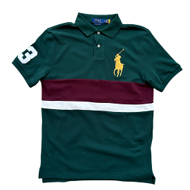 Polo Ralph Lauren Big Pony Mesh Polo Shirt (Forest/Burgundy)