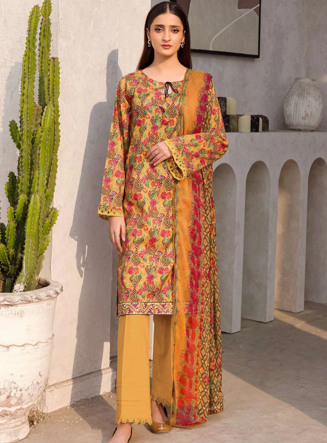 Rang By Motifz Digital Printed Lawn 3 Piece Unstitched Suit MT24D 4609 NAYLA