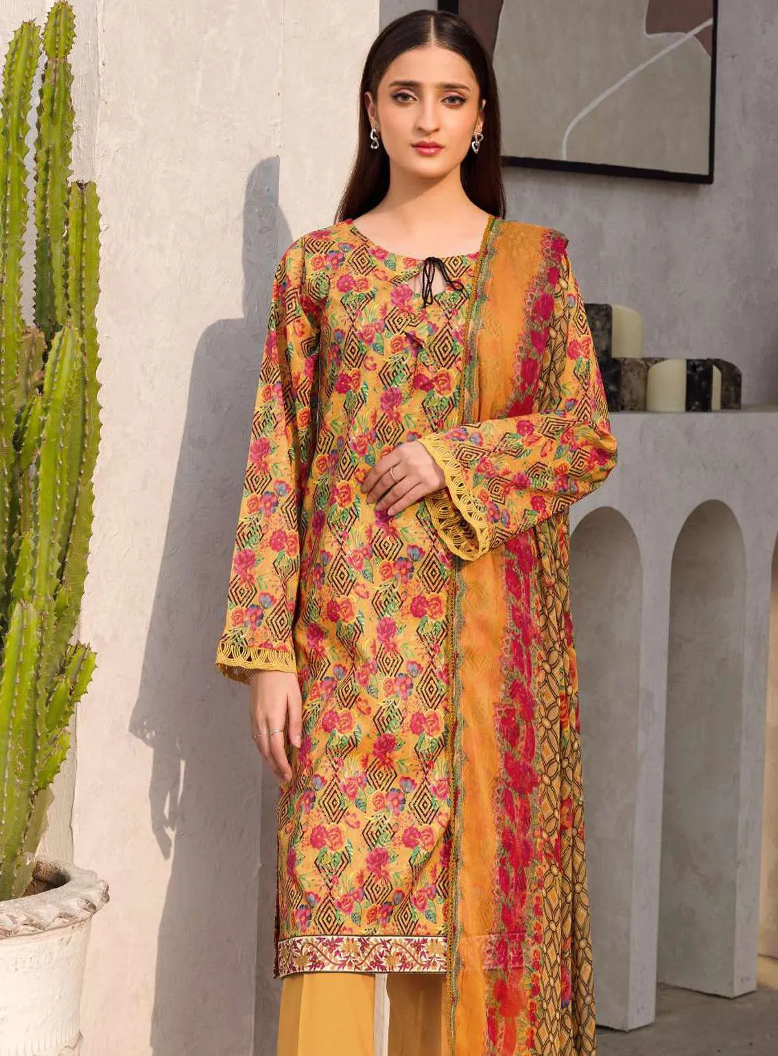 Rang By Motifz Digital Printed Lawn 3 Piece Unstitched Suit MT24D 4609 NAYLA