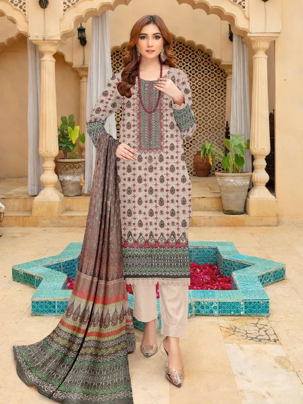 Rashk e Qamar Hajra Exclusive Dabi Lawn Unstitched 3Pc Suit D-08