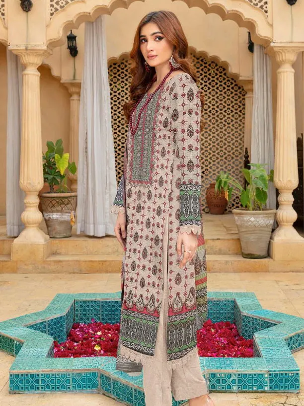 Rashk e Qamar Hajra Exclusive Dabi Lawn Unstitched 3Pc Suit D-08