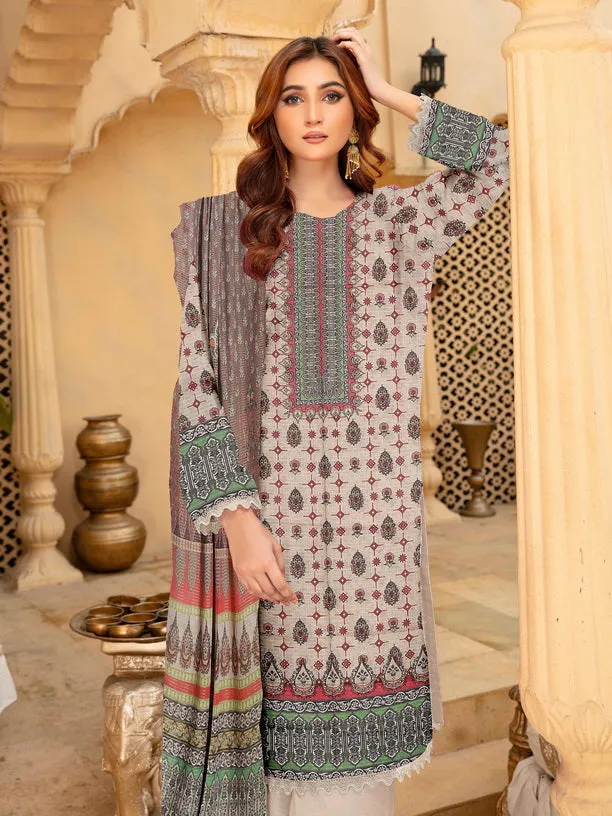 Rashk e Qamar Hajra Exclusive Dabi Lawn Unstitched 3Pc Suit D-08