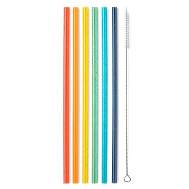 Retro Rainbow Tall Straw Set