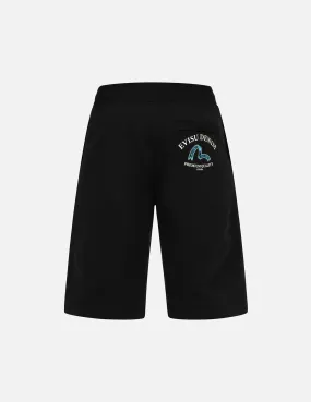 Ribbon Seagull and Logo Print Regular Fit Sweat Shorts