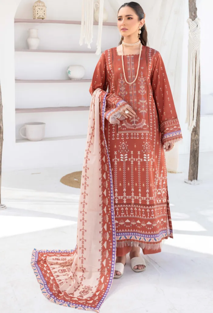 Saira Bano by Humdum Embroidered Lawn Unstitched 3Pc Suit D-03