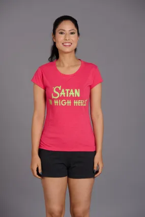 Satan In High Heels Pink Melange Oversized T-Shirt for Women