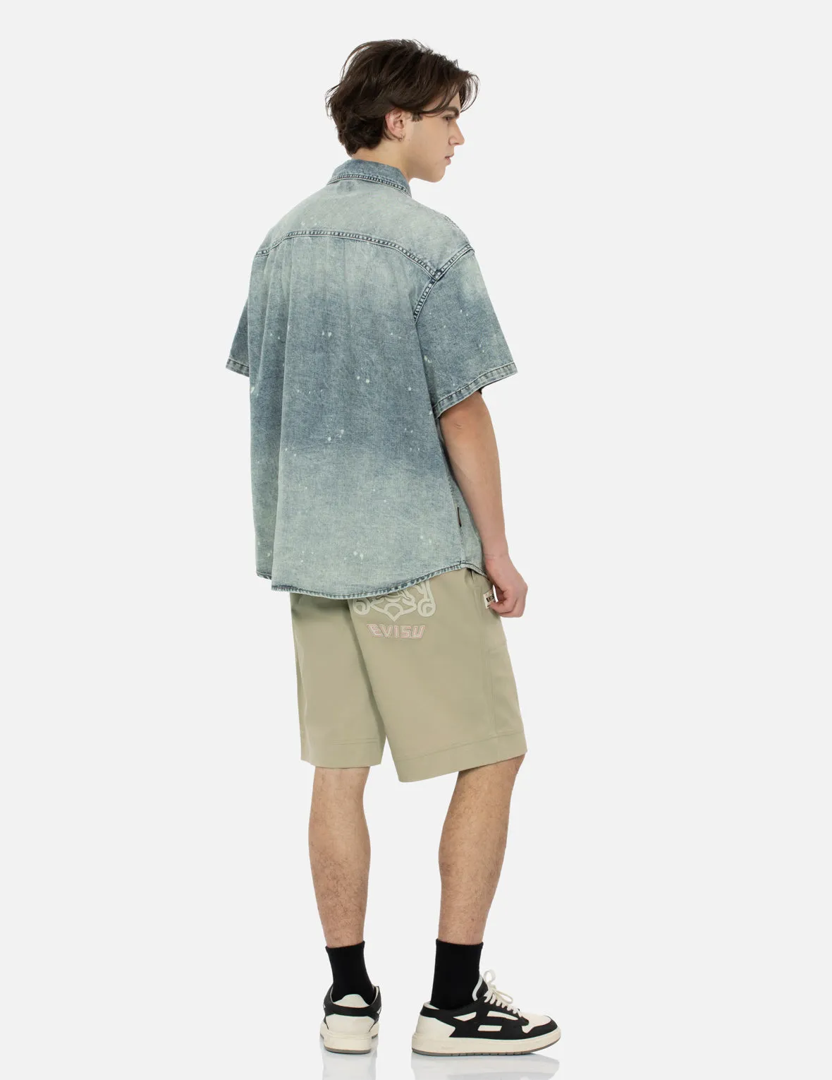 Seagull Embroidery and Godhead Patchwork Relax Fit Shorts